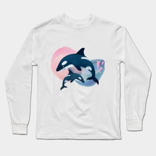 blue whales swimming in the ocean Long Sleeve T-Shirt